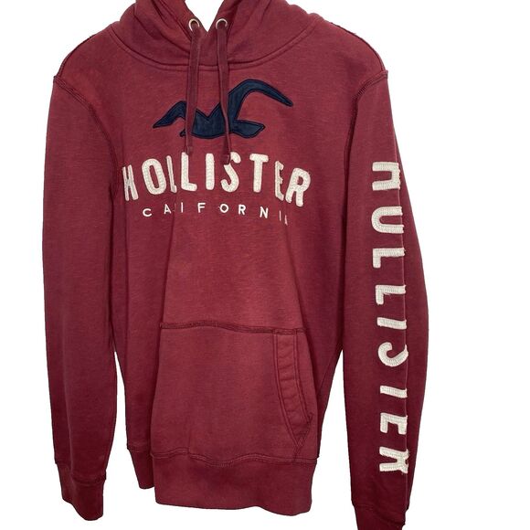 HOLLISTER California Hoodie Pullover Embroidered Applique Logo Womens S Maroon - Picture 1 of 8